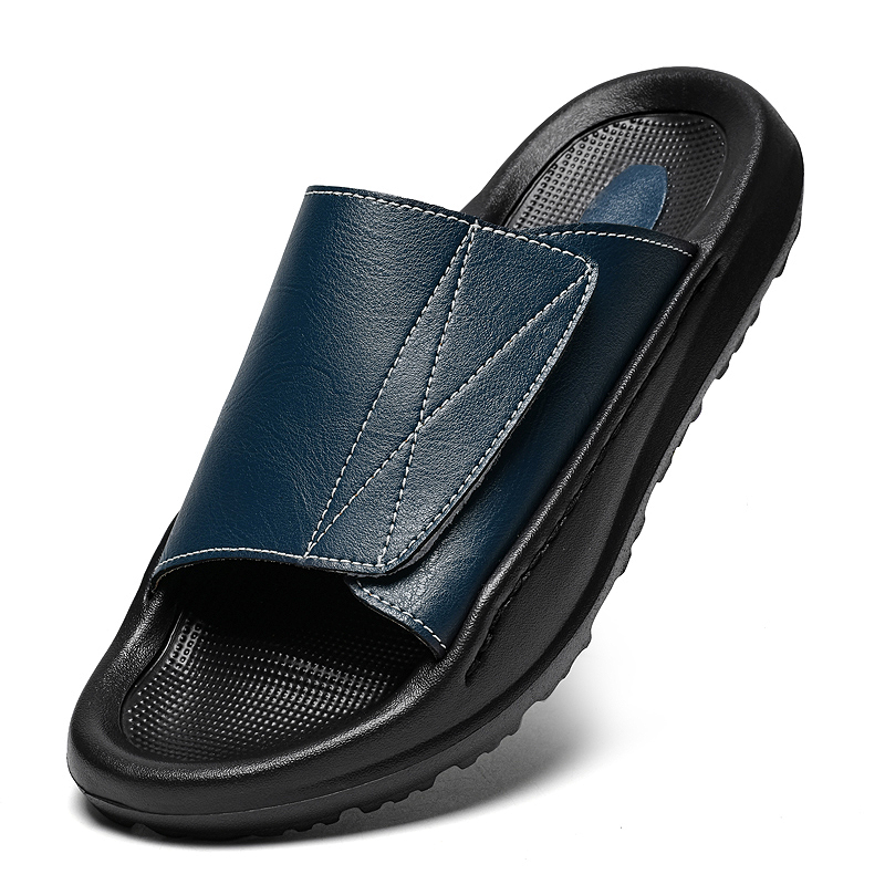 Men'S Shoes Comfortable Walking - Easy-top Leather Slide Slippers for Men