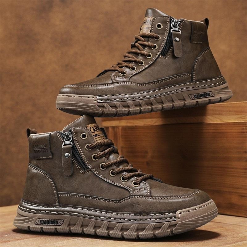 Men'S Shoes Comfortable Walking - Men Leather High Top Ankle Boots
