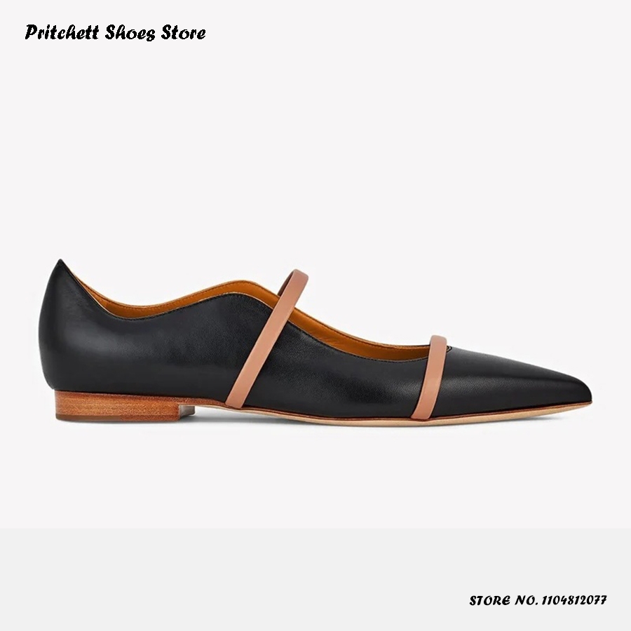 Men'S Shoes For Summer - Women's Dual-straps Leather Ballet Flats Pointed