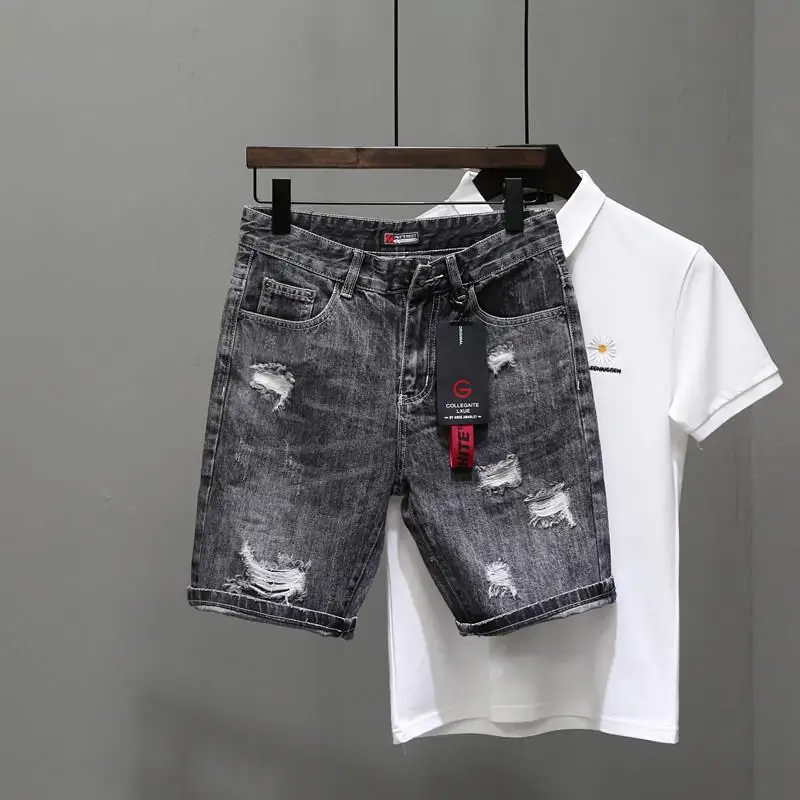 Men'S Shoes With Jeans - Men's Short Jeans Pants Black Gray