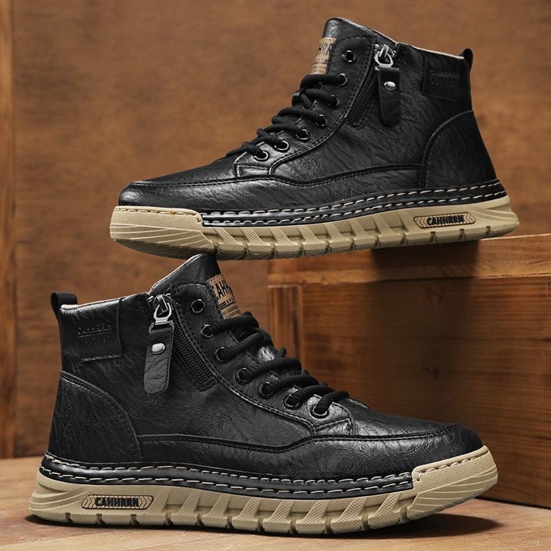 Men Leather High Top Ankle Boo - Men'S Shoes Comfortable Walking recension och pris
