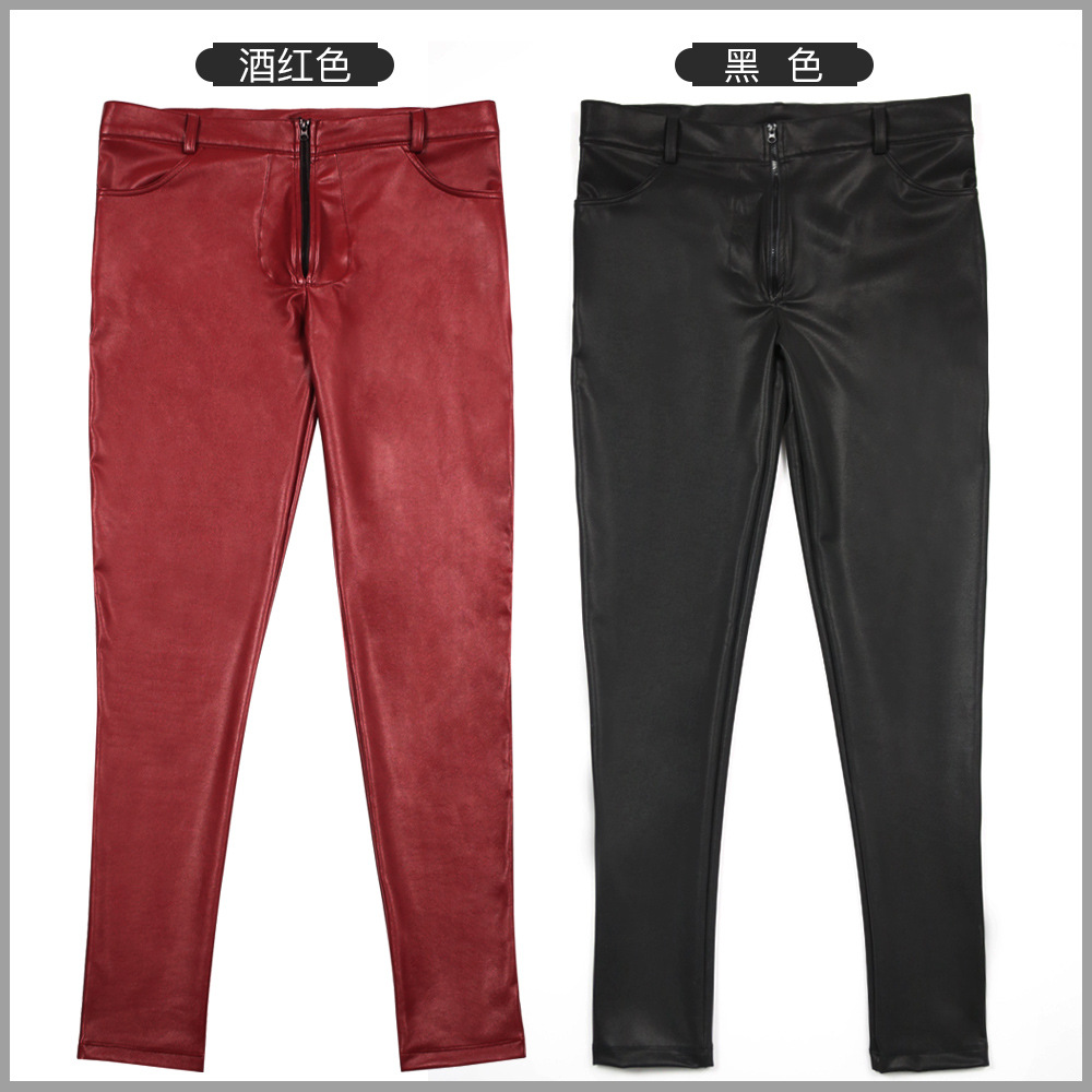Men's PU Leather Skinny Jeans  - Men'S Shoes With Jeans recension och pris